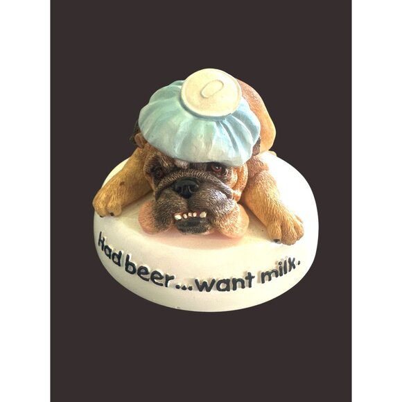 Zelda Wisdom Bulldog Figurine "Had Beer...Want Milk" 2002 Westland Giftware - Picture 1 of 6